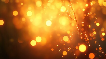 Poster - Blurred golden bokeh lights with a gentle glow, setting a serene and peaceful mood.