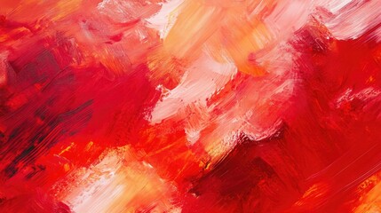 Poster - Bold abstract red background with dynamic brushstrokes and vibrant gradients creating a lively, energetic feel