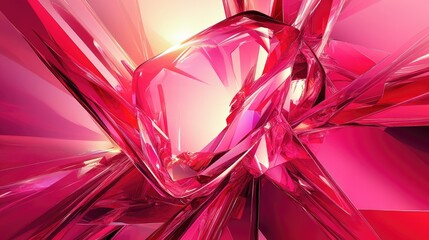 Poster - Bold pink abstract background with sharp, geometric patterns and high contrast for a dramatic effect