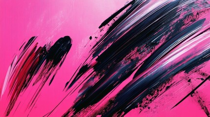 Poster - Bold pink background with high-energy brushstrokes and dynamic lines creating a lively and artistic effect