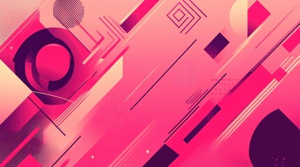 Poster - Bold pink geometric shapes and lines creating a striking and contemporary abstract background