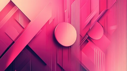 Poster - Bold pink geometric shapes and lines creating a striking and contemporary abstract background
