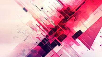 Poster - Bold pink geometric shapes and lines creating a striking and contemporary abstract background