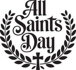 all saints day lettering with elements vector