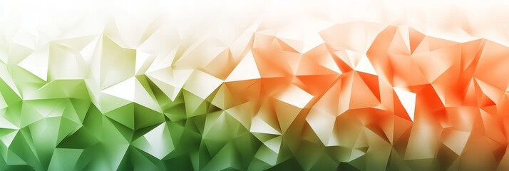 Poster - Abstract Gradient Background with Geometric Shapes, featuring a green, white, and orange color scheme, creating a sense of depth and texture.