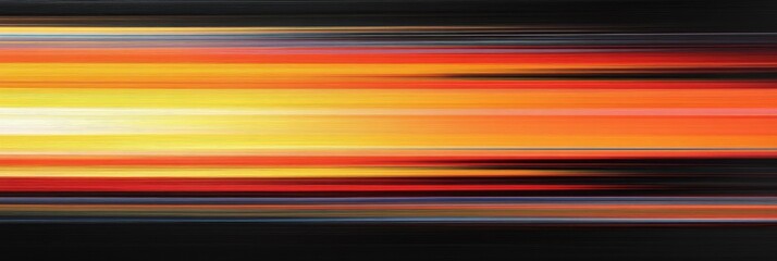 Poster - Abstract horizontal lines in vibrant orange and yellow hues, creating a dynamic and energetic visual. The lines suggest speed, movement, and energy, while the warm colors evoke feelings of warmth and 