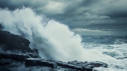  Tropical Storm Waves Crashing on Rocks