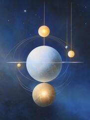 Poster - Interconnected Spheres Glowing with Radiant Energy, symbolizing unity, connection, cosmic balance, celestial harmony, and divine energy.