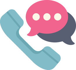 Poster - Blue phone handset with two speech bubbles, symbolizing communication and conversation