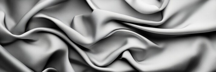 Poster - Silver Fabric Draped Texture - Elegant, Smooth, Wrinkled, Flowing, Luxurious