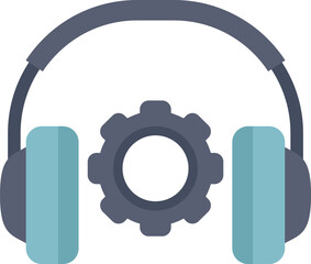 Poster - headphones with a gear in the center symbolizing the importance of active listening in finding solut