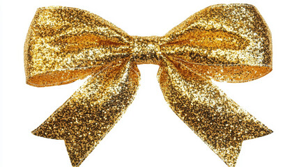 Glittery Golden Ribbon Bow for Gift and Party Decor