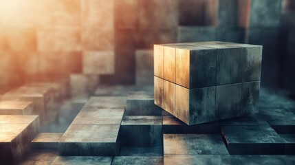 Aufkleber - Abstract cubic structures in a modern setting with dynamic lighting
