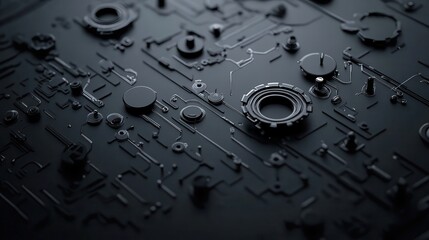 Poster - Abstract technology design featuring circuit patterns and components