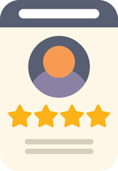 Poster - Simple flat illustration of a person profile with a five stars rating, giving positive feedback