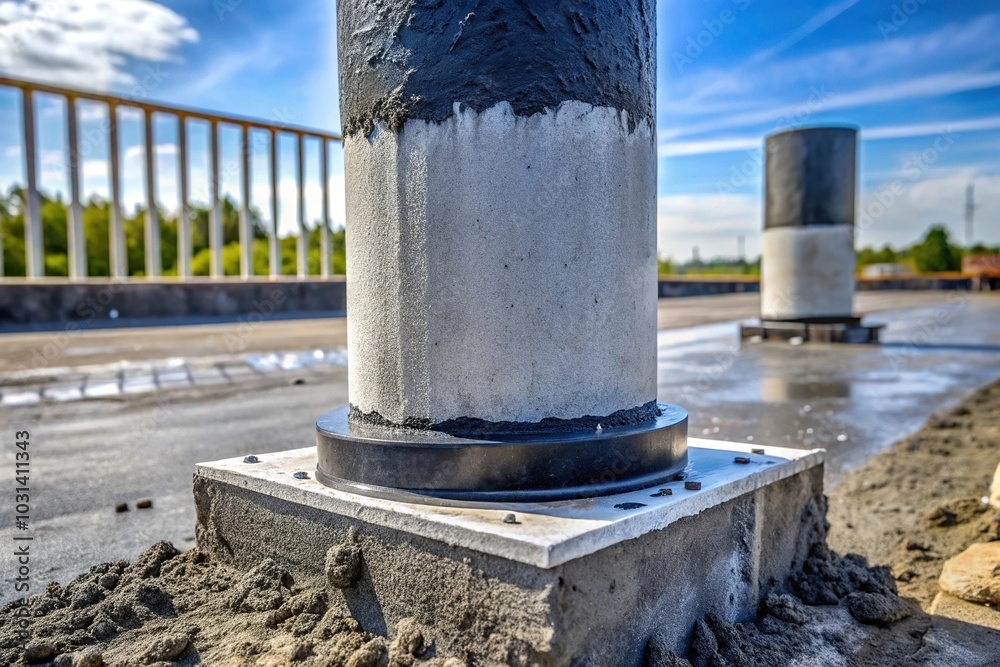 Reinforced concrete pile coated with bituminous mastic for ...