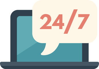 Poster - laptop is showing 247 availability in a speech bubble, representing constant customer support
