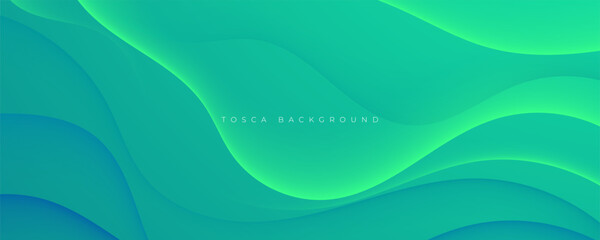 Leinwandbilder - Green tosca abstract background wavy texture design vector