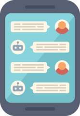 Poster - smartphone displaying chatbot having conversation with customer on screen