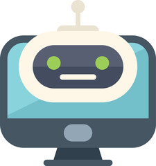 Poster - robot face appearing on a computer screen, representing the concept of artificial intelligence