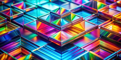 Poster - Futuristic Holographic Rainbow Gradient Geometric Background for Abstract Design and Poster Creation