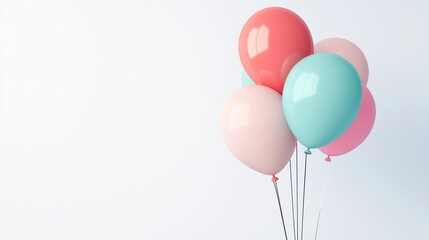 Bunch of bright balloons and space for text against white background.