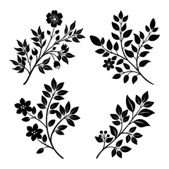 Hand Drawn Tree Branch Black Silhouette Vector Illustration Design