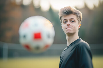 young man with a soccer ball