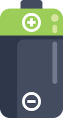 Poster - Green and black battery providing power for electronic devices, featuring plus and minus signs