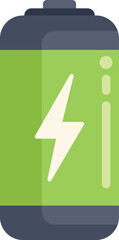 Wall Mural - Green battery icon showing energy and power, isolated on a white background