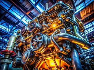 Poster - High Dynamic Range Engine Close-Up for Industrial Photography