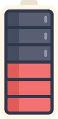 Poster - simple vector illustration of a battery icon showing a low charge level remaining