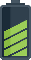 Poster - simple battery icon showing three bars out of four charged, great for projects about energy and powe