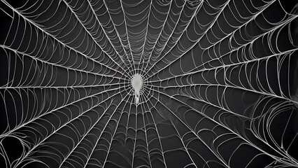 Abstract digital illustration featuring a pattern of intricate spider webs against a textured black background