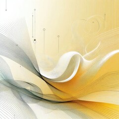 Fototapete - Abstract background, flowing lines, yellow and white color scheme, minimalist design