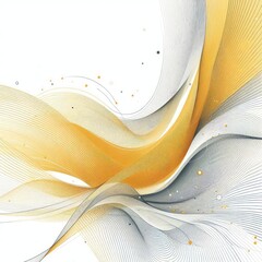 Fototapete - Abstract background, flowing lines, yellow and white color scheme, minimalist design