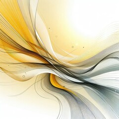 Fototapete - Abstract background, flowing lines, yellow and white color scheme, minimalist design