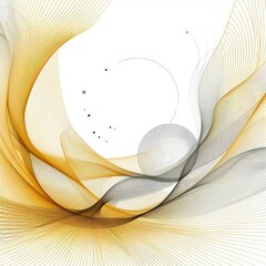 Fototapete - Abstract background, flowing lines, yellow and white color scheme, minimalist design