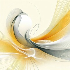 Fototapete - Abstract background, flowing lines, yellow and white color scheme, minimalist design