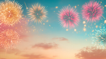 Wall Mural - celebration colored firework light up the sky