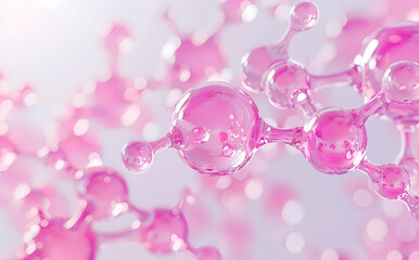 Canvas Print - 3D rendered pink water molecules