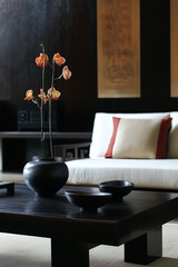 Wall Mural - Modern living room interior, contemporary living room interior, living room with Asian aesthetic.