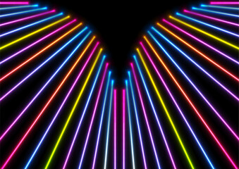 Wall Mural - Colorful neon glowing laser lines futuristic background. Abstract vector design