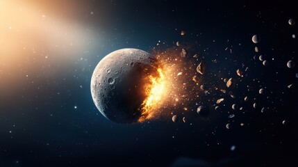 Wall Mural - a depiction of a planet gravitational pull on its moons, illustrating the forces that govern the cel