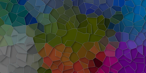 Poster - Abstract multi color broken stained-glass background with colorful line. geometric seamless pattern with 3d shapes triangle background. colorful low poly crystal mosaic and tiles background pattern.	