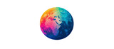 Vibrant and colorful globe representing global unity, diversity, and environmental awareness.
