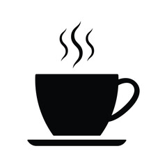 simple coffee cup icon. hot coffee or tea cup symbol with steam sign. transparent png and vector illustration.