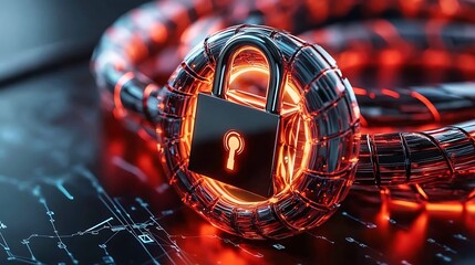 Cyber Security Lock   Data Protection Concept