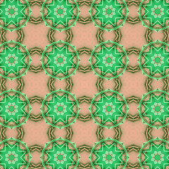 Leinwandbilder - Green-orange repeating kaleidoscopic pattern of multicolored sticks and lines. 3d rendering illustration