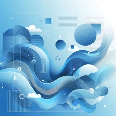 Fototapete - Create a modern digital background using shades of blue, featuring abstract shapes and flowing forms. Incorporate varying textures and gradients to add depth, while maintaining a balanced, harmonious 